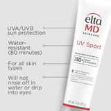 EltaMD UV Sport Broad-Spectrum Sunscreen, SPF 50 - Sweat & Water-Resistant 3oz - $32.00 USD
