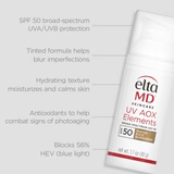 EltaMD UV AOX Tinted Elements Broad-Spectrum SPF 50 (antioxidants, Hyaluronic acid)  1.7oz - $46.00 USD