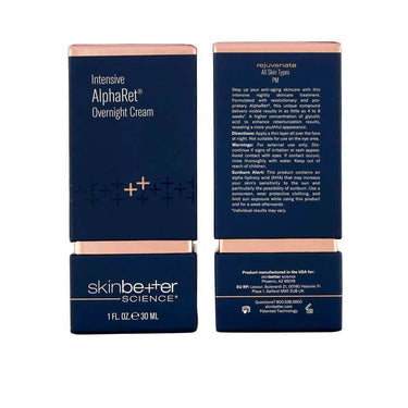 Skin Better AlphaRet Intensive Overnight Cream, 1.0oz, $145.00 USD, retinoid and an AHA (lactic acid), Suitable for All Skin Types